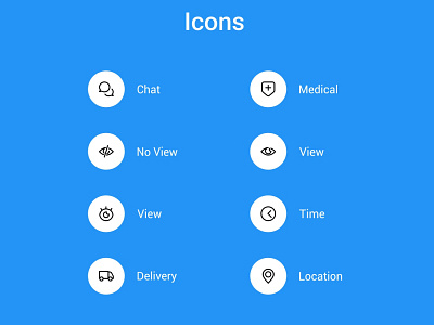 Icons app branding chat delivery icon location medical no view no view time ui ux view