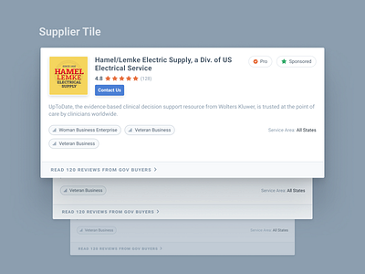 Supplier Search Tile product tile ui ux