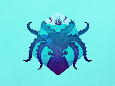 Kraken blue design gaming kraken marine octopus ship