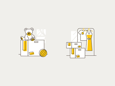 Icon Concept bear boxes business color delivery iconography illustration individual shipping small business store ui ups vector