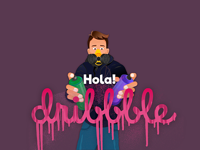 Hola dribble debut designer dribbble graffiti digital hola inspired