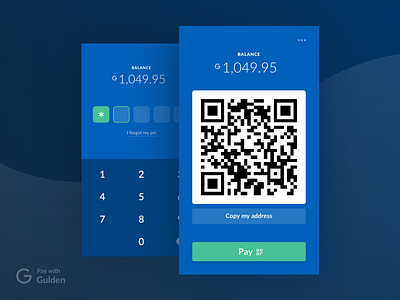 Pay with Gulden bitcoin cryptocurrency currency design exchange finance gulden ideal interface mobile qr code