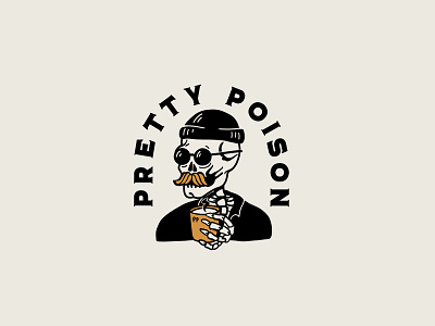 Pretty Poison Coffee Branding apparel apparel design branding coffee brand coffee logo design devon designer graphic design hipster hipster brand illustration logo pelosi creative product branding skull t shirt design typography