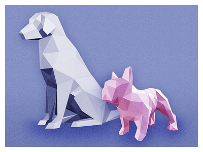 Bronson & Dudley 3d animals dalmatian dogs french bulldog illustration low poly texture