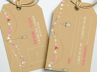 RSVP Cards bespoke bunting country cute english illustrations quirky stationary tags wedding