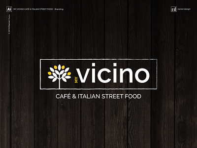 My Vicino - Café & Italian street food - Branding - Shot 1 brand agency branding branding agency bruschetta cafe cucina italian food italian restaurant logo restaurant street food