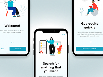 Onboarding Screens app design ecommerce illustration ui ux