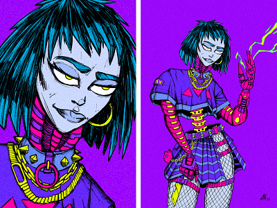 SHOCK THERAPY - A Cyberpunk character design 2d art character design cyberpunk illustration