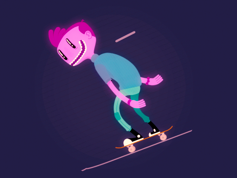 Skate or die animation drugs dude gif illustration motion purple skate skateboard