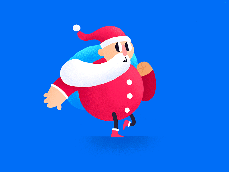 He's on his way! animation character character design cute frame by frame gif illustration ipad motion new year procreate santa santa clause