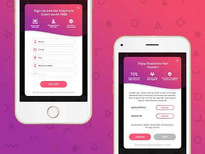 Signup Flow Mobile - StayUncle app booking hotel mobile signup stayuncle ui