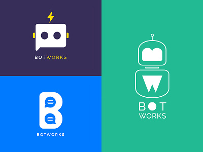 BotWorks logo concept | Chatbot platform app automate automaton bot bot logo branding chat chat app chat bot chatbot futuristic illustation logo logo design
