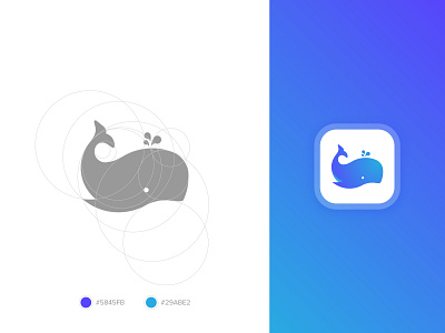 Whale logo construction animal animals branding construction design gradient icon ios logo logo construction ocean whale