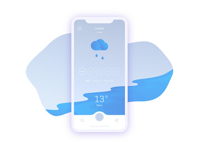 Weather App Concept design illustration ios mobile app rain rainy rainy day ui user interface ux ui ux ui design vector weather weather app weather forecast