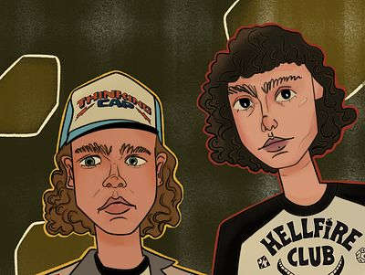 Mike and Dustin from Stranger Things 2d design digitalart fanart illus illustration procreate procreateart strangerthings