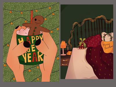 New Year Post Cards 2d character design comic design digitalart illustration logo post cards procreate procreateart ui