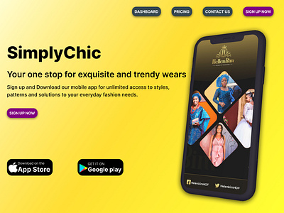 A fashion Mobile app landing page dailyui design productdesign ui ux
