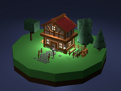 Low poly game house 3d 3d model animation beautiful house design game game model graphic design house 3d model illustration low poly motion graphics