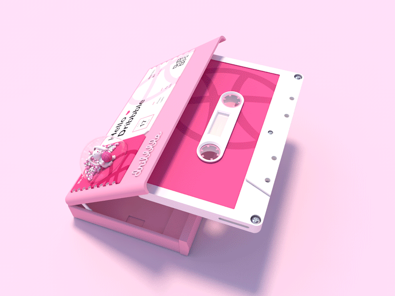Hello Dribbblers! animation basket c4d magnetic tape pink ticket