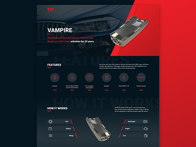 VAM System (2018) alarm car design gps illustration landing page presentation security ui ux vehicle web webdesign