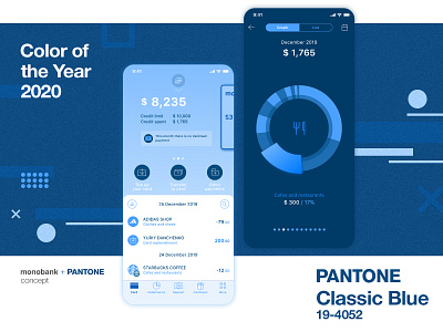 Monobank + Pantone concept app bank app branding classicblue color concept graphic illustration interface mobile monobank pantone ui