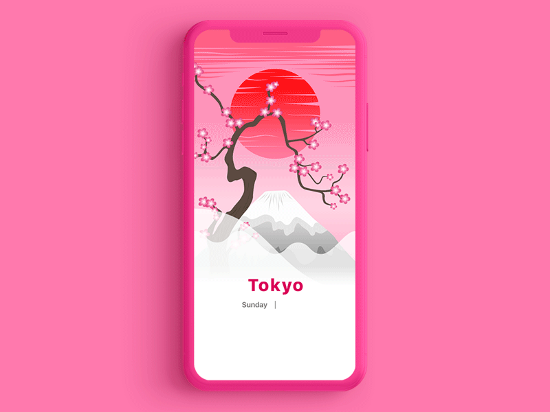 Weather Screen For iPhone X animation app fuji fujiyama iphone sakura screen tokyo weather