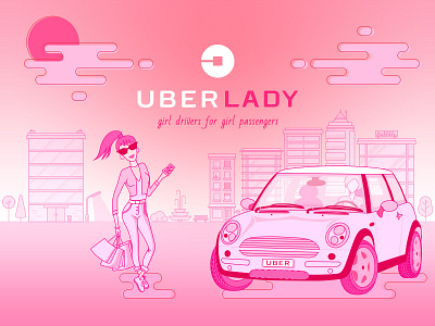 Uber Lady car design driver girl illustration lady pink taxi transport uber woman
