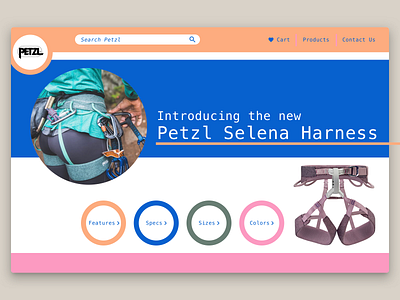 Petzl Selena Harness Home Page home page ui web design