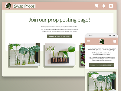 Swap Props Sign Up Page mobile design plants ui web design