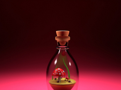 mushroom bottle 3d design graphic design