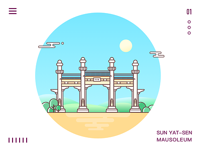 Sun Yat Sen Mausoleum icon line mausoleum sketch sun