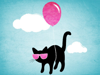 Cool Cat balloon cute illustration sky