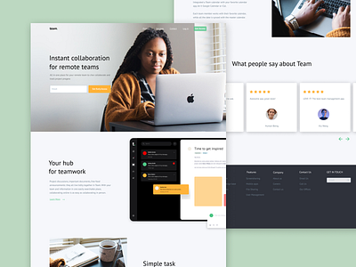 Concept Website Design Team app Landing Page