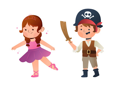 Princess & Pirate design graphic design illustration vector