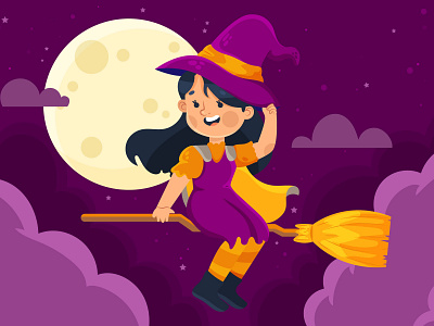 Cute witch design graphic design illustration vector