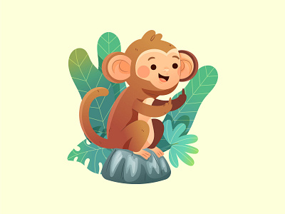 Cute Monkey design graphic design illustration vector