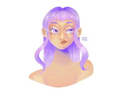 Purple Girl character design illustration