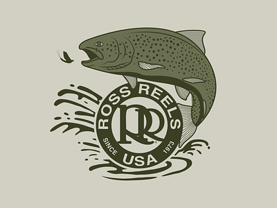 Ross Reels - Mayfly apparel badge design fish fishing fly fishing illustration outdoors screenprint trout vector water