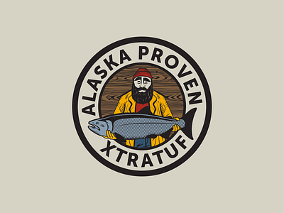 XtraTuf - Old Man Marty alaska apparel badge design fish fishing illustration outdoors patch screenprint vector