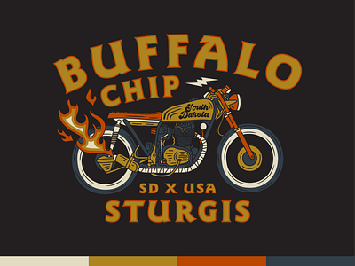 Buffalo Chip - Sturgis apparel buffalo design flames harley illustration moto motorcycle sturgis vector