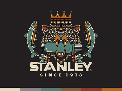 Stanley - Built for Life apparel bear coffee crown design fish flowers illustration king outdoors screenprint thermos vector water