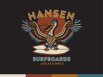 Hansen Surfboards - Locals anchor apparel bird design illustration local outdoors pelican surf vector waves