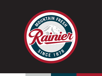 Rainier - Mountain Fresh Badge apparel badge beer branding design fresh illustration mountain ocean outdoors rainier river vector