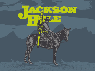 Jackson Hole Backcountry Cowboys backcountry cowboy horse illustration mountain outdoors print skiing teton wyoming