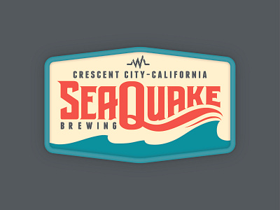 SeaQuake Brewing Patch Concept apparel badge beer brewery california design ocean outdoors patch summer vector waves