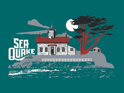 SeaQuake Brewing apparel beer brewery design illustration lighthouse ocean outdoors screenprint summer vector