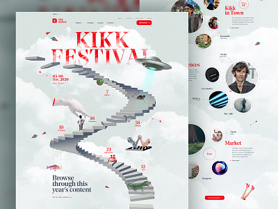 KIKK Festival 2020 design illustration layout motion webdesign website white