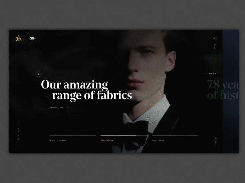 Scabal - Pitch black classy dark fashion font luxury menu motion opening smooth typography website