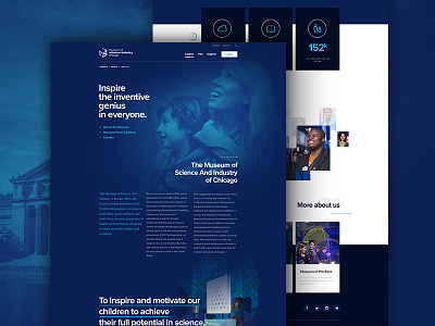 Museum Of Science And Industry Of Chicago - About page blue illustration layout museum ui ux webdesign