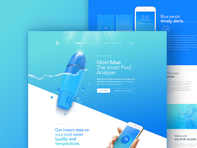 Riiot Labs - Homepage blue design illustration product video water webdesign